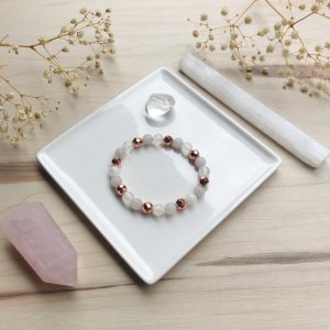 Faïtha - bracelet - quartz rose - hematite